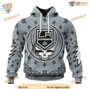 Custom Grateful Dead Design NHL Los Angeles Kings Hoodie 3D 1
