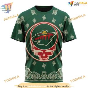 Custom Grateful Dead Design NHL Minnesota Wild Hoodie 3D 3