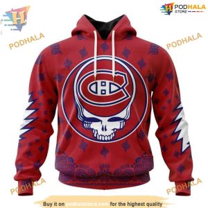 Custom Grateful Dead Design NHL Montreal Canadiens Hoodie 3D 1