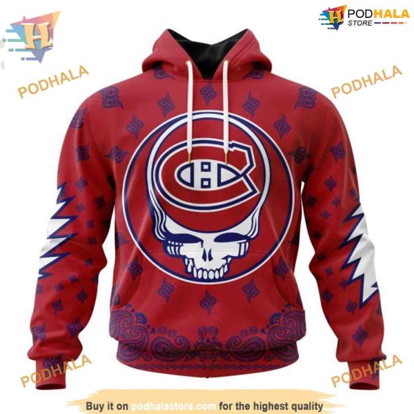Custom Grateful Dead Design NHL Montreal Canadiens Hoodie 3D