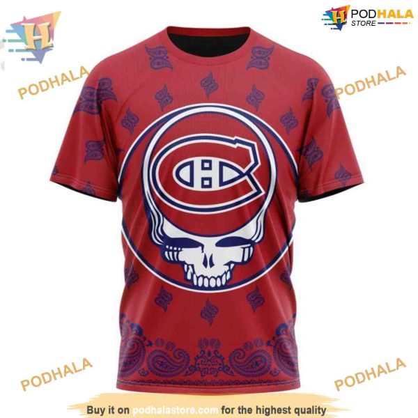 Custom Grateful Dead Design NHL Montreal Canadiens Hoodie 3D