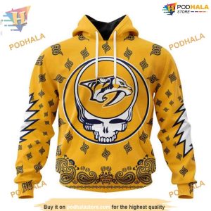 Custom Grateful Dead Design NHL Nashville Predators Hoodie 3D 1
