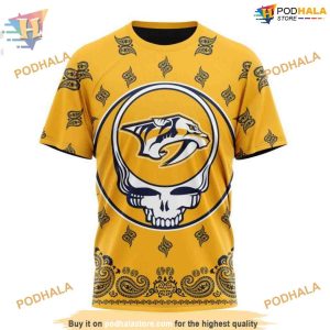 Custom Grateful Dead Design NHL Nashville Predators Hoodie 3D 3