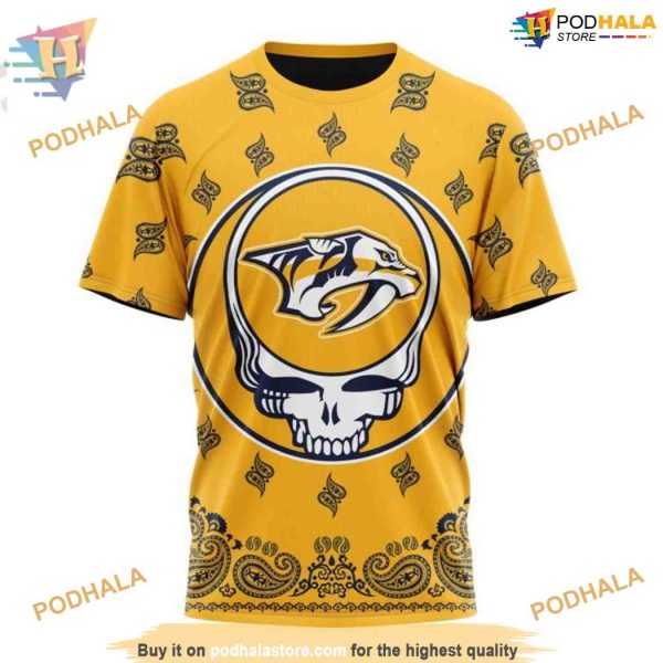 Custom Grateful Dead Design NHL Nashville Predators Hoodie 3D