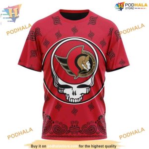 Custom Grateful Dead Design NHL Ottawa Senators Hoodie 3D 3