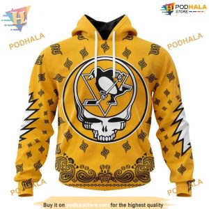 Custom Grateful Dead Design NHL Pittsburgh Penguins Hoodie 3D 1