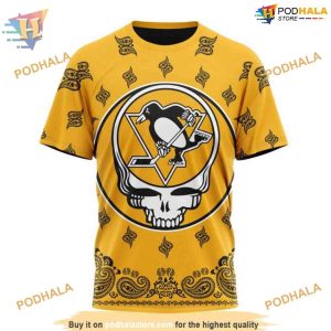 Custom Grateful Dead Design NHL Pittsburgh Penguins Hoodie 3D 3