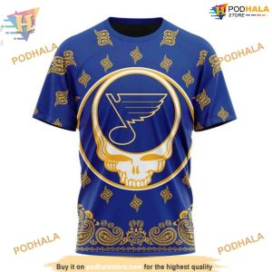 Custom Grateful Dead Design NHL St Louis Blues Hoodie 3D Sweatshirt 3