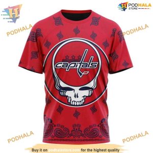 Custom Grateful Dead Design NHL Washington Capitals Hoodie 3D 3