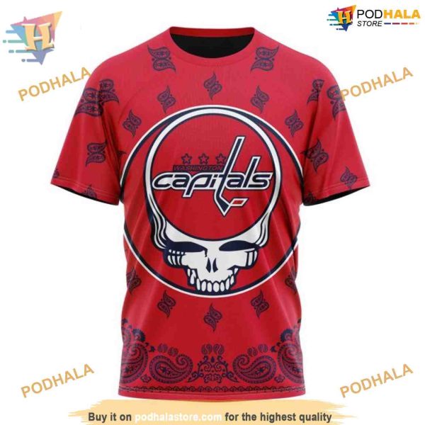 Custom Grateful Dead Design NHL Washington Capitals Hoodie 3D