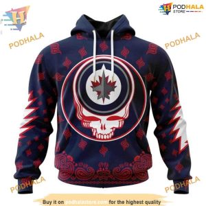 Custom Grateful Dead Design NHL Winnipeg Jets Hoodie 3D Shirt 1