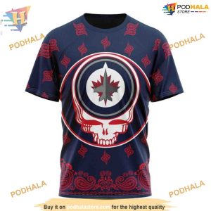 Custom Grateful Dead Design NHL Winnipeg Jets Hoodie 3D Shirt 3