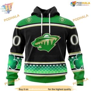 Custom Hockey Celebrate St Patrick's Day NHL Minnesota Wild Hoodie 3D 1