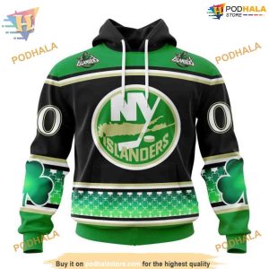 Custom Hockey Celebrate St Patrick's Day NHL New York Islanders Hoodie 3D 1
