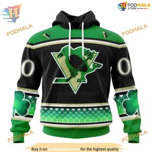 Custom Hockey Celebrate St Patrick's Day NHL Pittsburgh Penguins Hoodie 3D 1