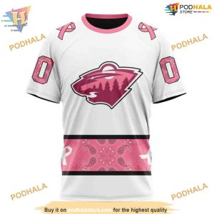 Custom IN OCTOBER WE WEAR PINK BREAST CANCER NHL Minnesota Wild Hoodie 3D 3