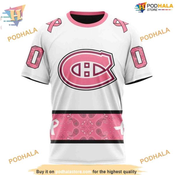 Custom IN OCTOBER WE WEAR PINK BREAST CANCER NHL Montreal Canadiens Hoodie 3D