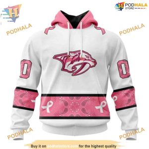 Custom IN OCTOBER WE WEAR PINK BREAST CANCER NHL Nashville Predators Hoodie 3D 1