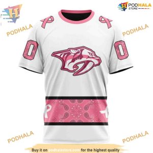 Custom IN OCTOBER WE WEAR PINK BREAST CANCER NHL Nashville Predators Hoodie 3D 3