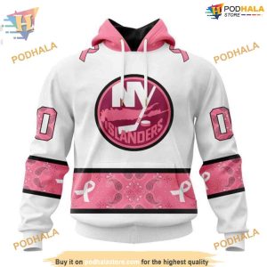 Custom IN OCTOBER WE WEAR PINK BREAST CANCER NHL New York Islanders Hoodie 3D 1