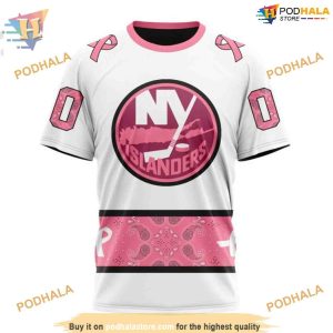 Custom IN OCTOBER WE WEAR PINK BREAST CANCER NHL New York Islanders Hoodie 3D 3