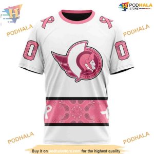 Custom IN OCTOBER WE WEAR PINK BREAST CANCER NHL Ottawa Senators Hoodie 3D 3