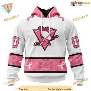 Custom IN OCTOBER WE WEAR PINK BREAST CANCER NHL Pittsburgh Penguins Hoodie 3D 1