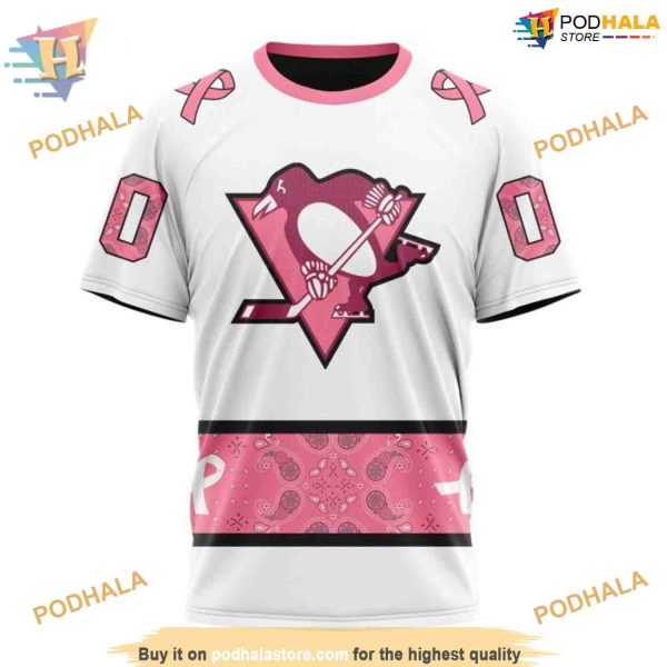 Custom IN OCTOBER WE WEAR PINK BREAST CANCER NHL Pittsburgh Penguins Hoodie 3D