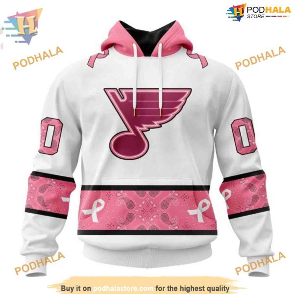 Custom IN OCTOBER WE WEAR PINK BREAST CANCER NHL St. Louis Blues Hoodie 3D