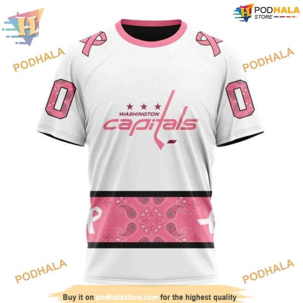 Custom IN OCTOBER WE WEAR PINK BREAST CANCER NHL Washington Capitals Hoodie 3D