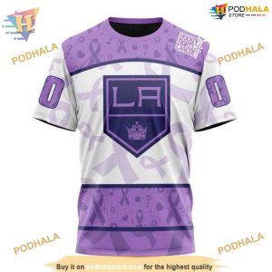 Custom Lavender Fight Cancer NHL Los Angeles Kings Hoodie 3D 3