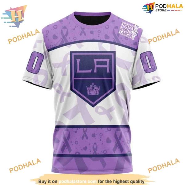 Custom Lavender Fight Cancer NHL Los Angeles Kings Hoodie 3D