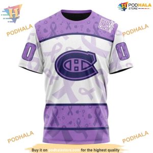 Custom Lavender Fight Cancer NHL Montreal Canadiens Hoodie 3D 3
