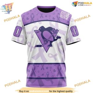Custom Lavender Fight Cancer NHL Pittsburgh Penguins Hoodie 3D 3
