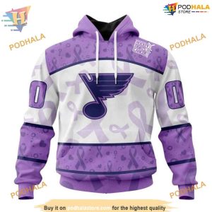 Custom Lavender Fight Cancer NHL St Louis Blues Hoodie 3D Sweatshirt 1
