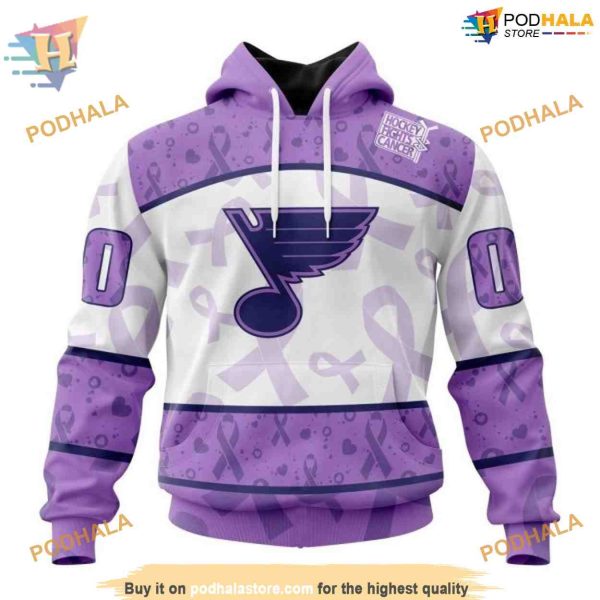 Custom Lavender Fight Cancer NHL St. Louis Blues Hoodie 3D Sweatshirt