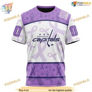 Custom Lavender Fight Cancer NHL Washington Capitals Hoodie 3D 3