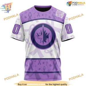 Custom Lavender Fight Cancer NHL Winnipeg Jets Hoodie 3D Shirt 3