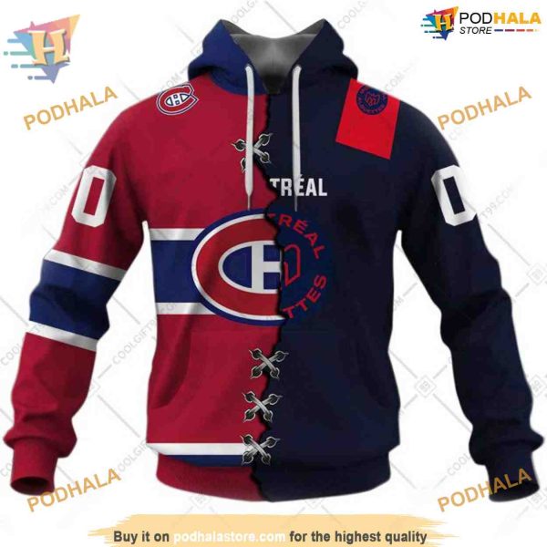 Custom Mix CFL Montreal Alouettes Jersey Style NHL Montreal Canadiens Hoodie 3D