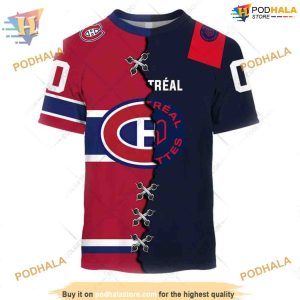 Custom Mix CFL Montreal Alouettes Jersey Style NHL Montreal Canadiens Hoodie 3D 2