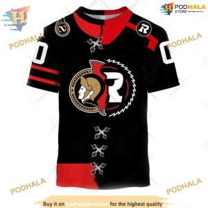 Custom Mix CFL Ottawa Redblacks Jersey Style NHL Ottawa Senators Hoodie 3D 2