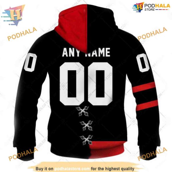 Custom Mix CFL Ottawa Redblacks Jersey Style NHL Ottawa Senators Hoodie 3D