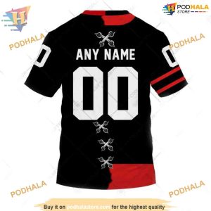 Custom Mix CFL Ottawa Redblacks Jersey Style NHL Ottawa Senators Hoodie 3D 4