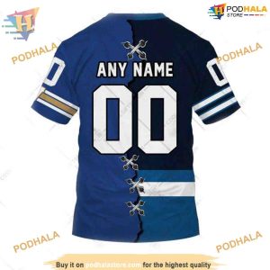 Custom Mix CFL Winnipeg Blue Bombers Jersey Style NHL Winnipeg Jets Hoodie 3D 4