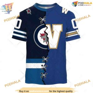 Custom Mix CFL Winnipeg Blue Bombers NHL Winnipeg Jets Hoodie 3D 2