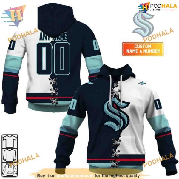 Custom Mix Jersey 2023 Style NHL Seattle Kraken Hoodie 3D