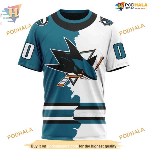 Custom NHL San Jose Sharks Hoodie 3D, 2023 Home Mix Away Shirt