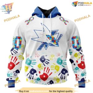 Custom NHL San Jose Sharks Hoodie 3D, Autism Awareness Design Shirt