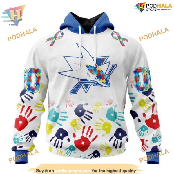 Custom NHL San Jose Sharks Hoodie 3D, Autism Awareness Design Shirt