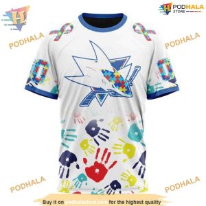 Custom NHL San Jose Sharks Hoodie 3D Autism Awareness Design Shirt 3